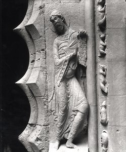 The prophet Isaiah unrolling a phylactery, from the south portal, before 1125 by French School