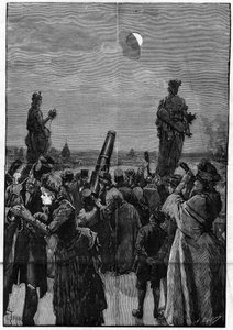 The terrace of the Trocadero in Paris during the moon eclipse on August 3 by French School