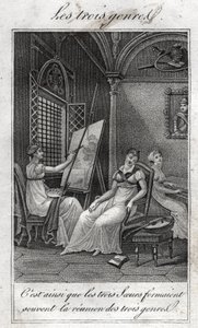The three genres: Woman Painter, musician and reader by French School