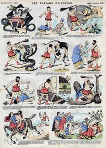 The works of Hercules. In Roman and Greek mythology, Hercules is a hero: still a child he chokes two snakes with bare hands in his bed and put his strength at the service of the unfortunate, abbeats the lion of Nemee with his club, kills the Hyd by French School