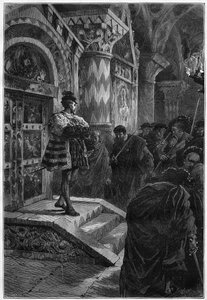 Theatrical representation: Hernani by Victor Hugo, act IV scene 4. Paris, Comedie Francaise by French School