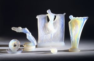 Three Opalescent Glass Objects by Lalique