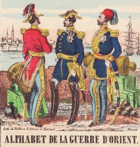 Three generals: Lord Raglan, Chief General of the English Army, Pélissier, General of the French Army and Omer-Pasha, Chief General of the Turkish Army by French School