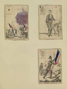 Three Playing Cards Commemorating the Heroes of July 1830 by French School