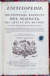 Title Page of Encyclopedia by Denis Diderot (1713-84), published in Paris in 1751 by French School