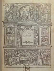 Title page of a book by Galen, published in Paris, 1530