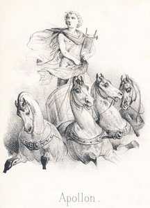 Apollo: This God was the son of Jupiter and Latona called Phebus to heaven when he led the chariot of the sun dragged by four horses by French School