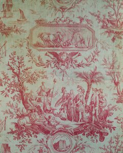 Toile de Jouy (after designs by Jean-Baptiste Huet 1772-1793), Illustrating an Allegory of Louis XVI (1754-1793), King of France, restorer of liberty in February 1790