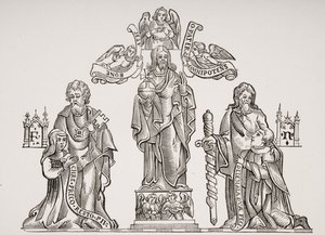 Tomb Decoration depicting Nicholas Flamel (c.1330-c.1418) and his wife Pernelle, after decorations in the Cemetery of the Innocents, Paris, from Le Moyen Age et La Renaissance by Paul Lacroix (1806-84) by French School