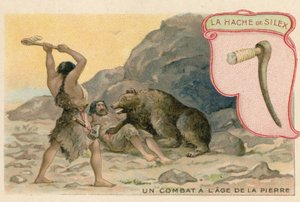 Trade card with an image of a flint axe by French School