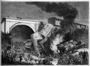 Train accident on the Northern Railway of London, England, September 3
