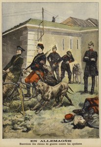 Training army dogs to attack cyclists, Germany by French School
