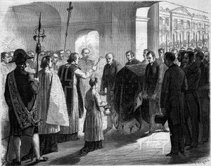 Transfer of the ashes of Joseph Bonaparte (1768-1844), king of Naples then of Spain and brother of Napoleon I, to the church of the Invalides, Paris