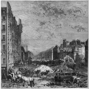 Transformation of Paris under the Second Empire: Works of the Haussmann boulevards. Opening of the new section between rue Hautefeuille and rue de l