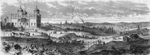 Transformations of Paris under the Second Empire: view of the works at Montsouris Park and the reconstruction of the Palais du Bardo