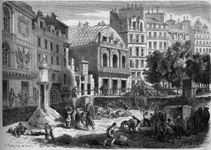 Transformations of Paris under the Second Empire, Haussmann Paris: demolition of theatres of the Temple for the piercing of the Boulevard du Prince Eugene (today, boulevard Voltaire). Engraving in 