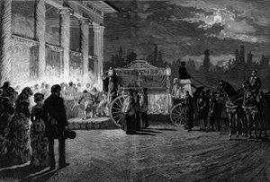 Translation of the ashes of Pope Pius IX (1792-1878): arrival of the cortege at the Church of St. Lawrence in Rome on July 12, 1881. Engraving by Pelicer in Le Monde Illustré No. 1271 of August 6, 1881