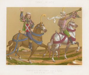 Trumpeter and the King of Arms calling for the start of the tournament by French School