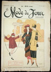 Two Women and a Little Girl in a Park, illustration from 
