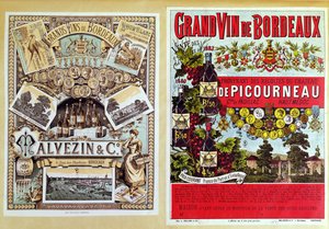 Two advertisements for Malevezin and Company distributors and the Chateau de Picourneau vineyard, from the Bordeaux region