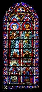 Two Saints - One is Nicaise; Donor Priest Below by French School