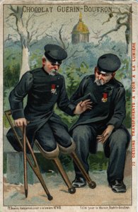 Two war invalids: a butt talking to a penguin by French School