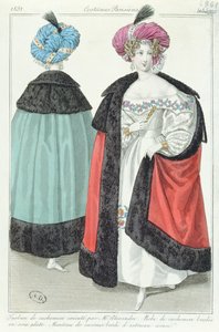 Two Women with Turbans, Dresses and Cloaks of Cashmere, from Costumes Parisiens, 1831 by French School