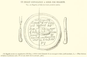 A Dinner Invitation Ticket by Hogarth (engraving) by French School