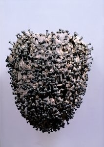 Veal heart pricked with pins, found c.1900 in a tomb in Montmartre cemetery, Paris by French School