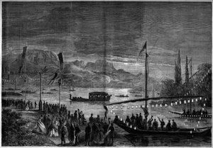 Venetian feast on Lake Annecy on the occasion of the visit of Napoleon III and the Empress Eugenie de Montijo. Annecy, Haute Savoie (74)