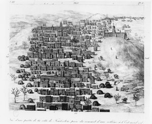 View of part of the Town of Timbuktu taken from a hill to the east, from Voyage a Tombouctou by Rene Caillie, published 1830 by French School