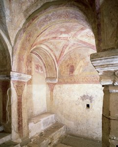 View of the Carolingian frescoes in the inner crypt, c.858