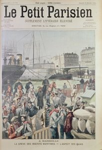 View of the Docks in Marseille during the Maritime Strike, from the front cover of Le Petit Parisien, 21st December 1902 by French School