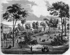 View of the English gardens of the Champs Elysees in Paris