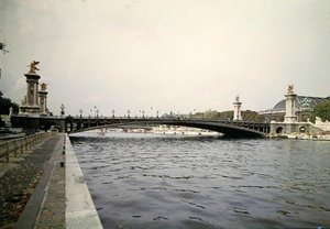View of the Pont Alexandre III, built by the Engineers Louis-Jean Resal and Amedee Alby for the 1900 World Fair