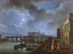 View of the Seine from the Left Bank by French School