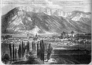 View of the city of Annecy, taken from the road to Geneva, Haute Savoie