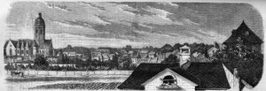 View of the district of the city of Kastrich, in Mainz (Germany), before the explosion of the powder keg in 1857. From a photograph. Engraving in Le Monde Illustré n°36 of 19 December 1857. by French School