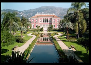View of the Facade and Gardens of the Villa Ile-de-France by French School