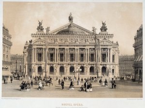 View of the Facade of the Opera Garnier in Paris Overlooking the Boulevard des Capucines. From 19th Century Watercolour by French School