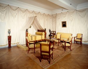View of the room of Emperor Napoleon I at the castle of Malmaison, at Rueil Malmaison