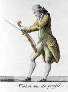 Violin seen from profile. Engraving from the end of the 18th century