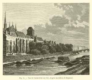 View of the Archbishopric in 1751, after a Painting by Raguenet by French School