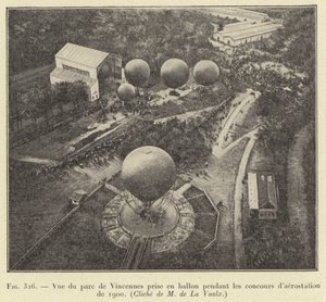 View of the Vincennes Park Taken from a Balloon During the Aerostation Competitions of 1900 by French School