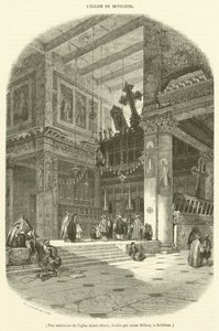 Interior View of the Church of Saint Mary, Founded by Saint Helena, in Bethlehem (engraving) by French School