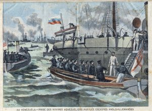 War in Venezuela: capture of Venezuelan ships by Anglo-German squadron, in Le Petit Parisien by French School