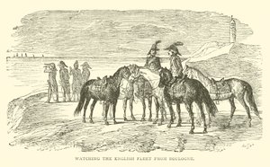 Watching the English fleet from Boulogne by French School