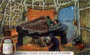 Ways to Sleep: Afghans Stone Layer. Liebig Packaging Chromolithography by French School