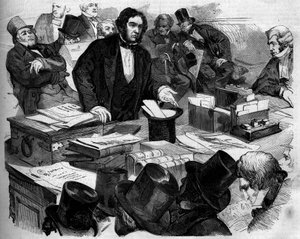 William Ewart Gladstone (1809-1898), English politician, Chancellor of the Chancellor, presenting the budget and trade in the House of Commons. London, England