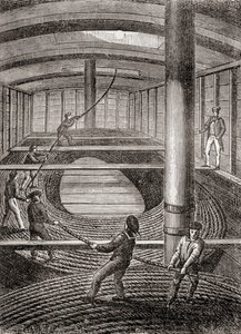 Winding the Dover to Calais Submarine Cable in the Hold of the Blazer